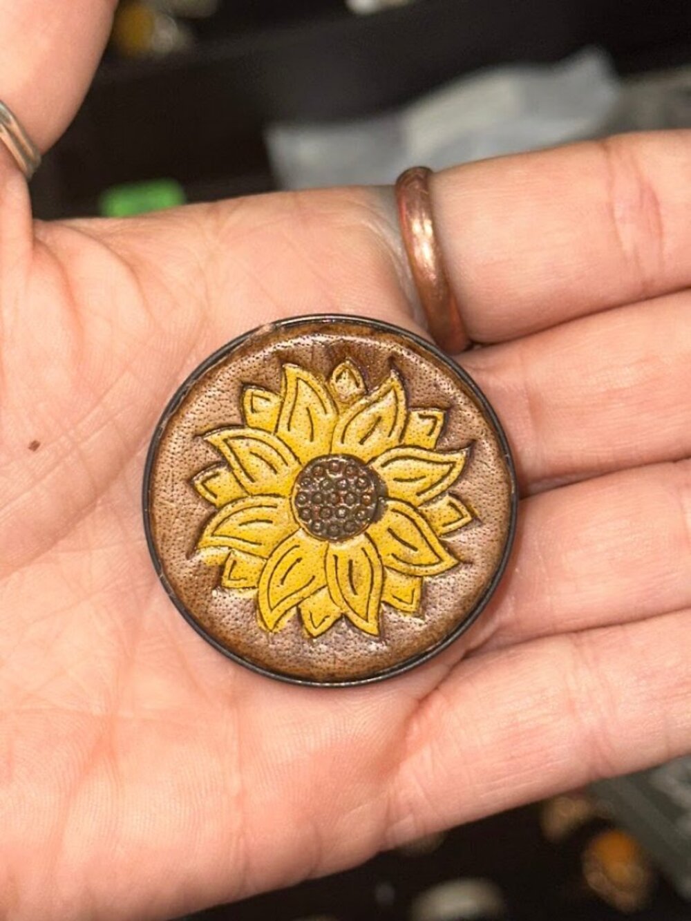 Myra Pop Sockets - Turquoise & Tooled Leather - Picture 4 of 6